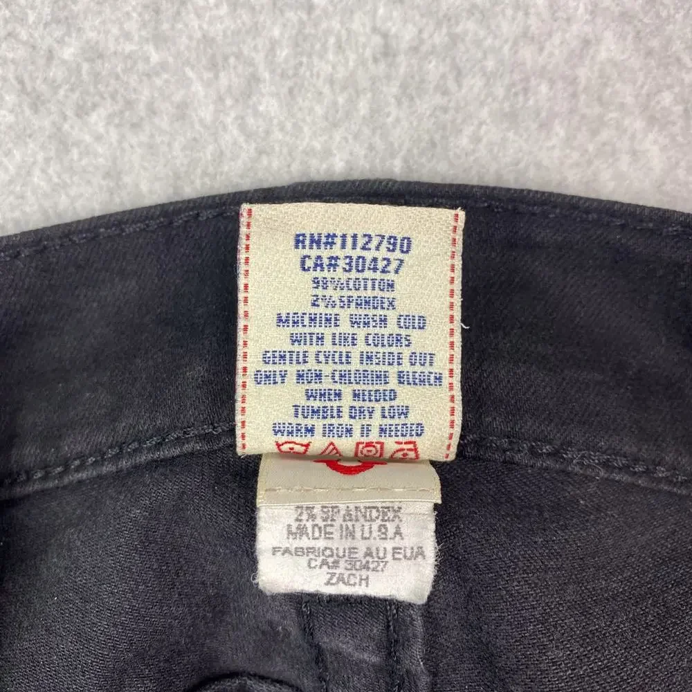 True Religion Mens 31 Black Zach Slim Straight Jeans